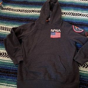 Host Pick! Buzz Aldrin NASA Hoodie Pullover Sweatshirt Patches Space Child Small